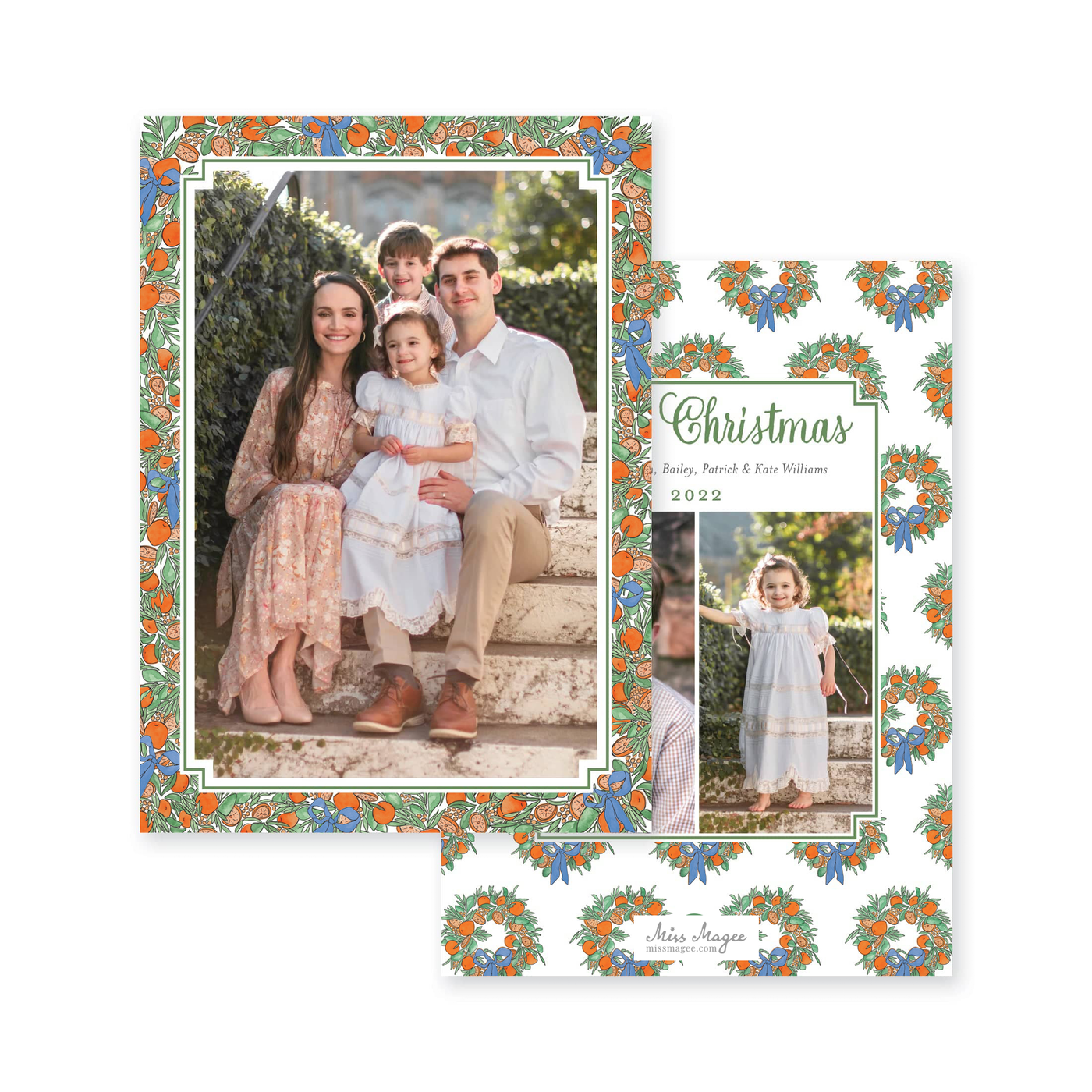 Citrus Border Vertical Christmas Card