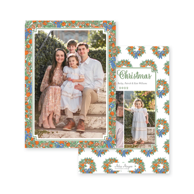 Citrus Border Vertical Christmas Card