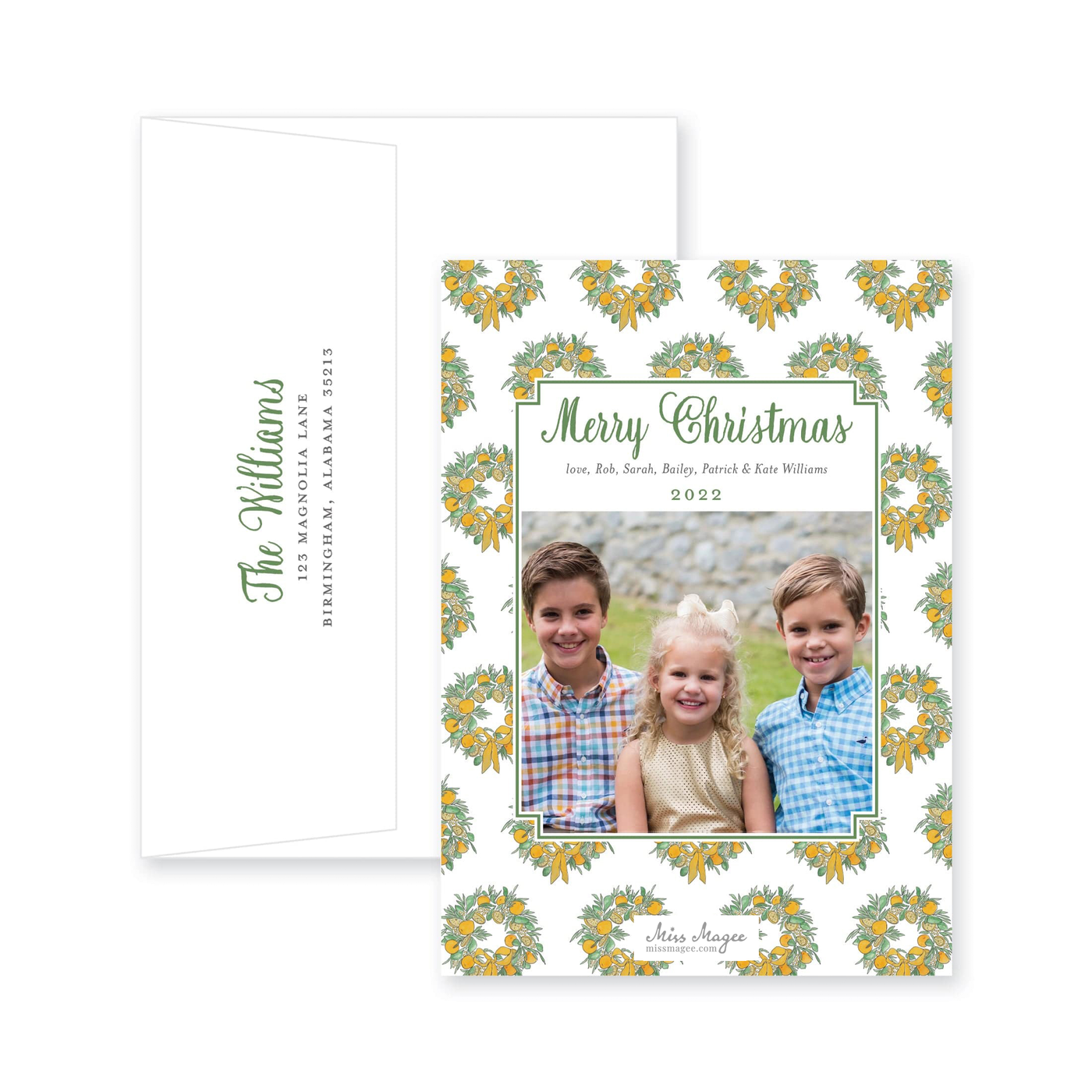 Citrus Border Vertical Christmas Card