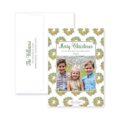 Citrus Border Vertical Christmas Card