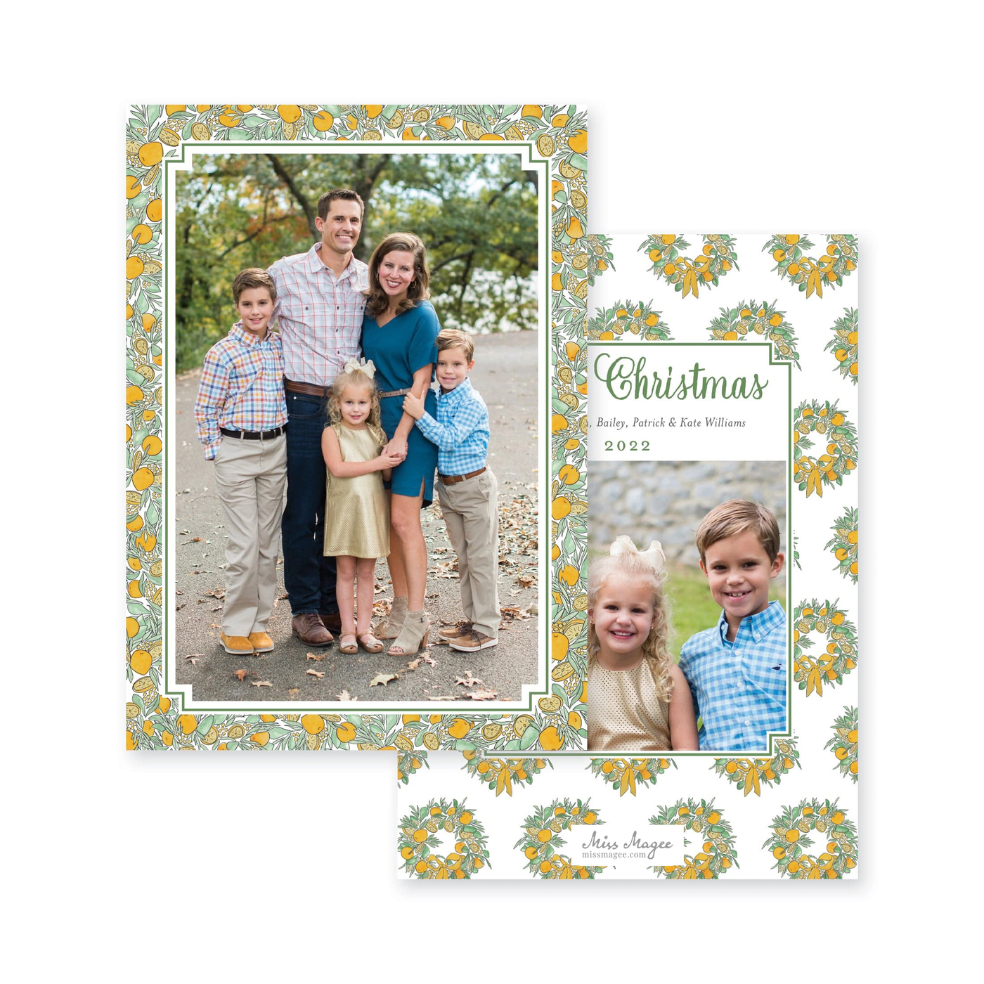Citrus Border Vertical Christmas Card
