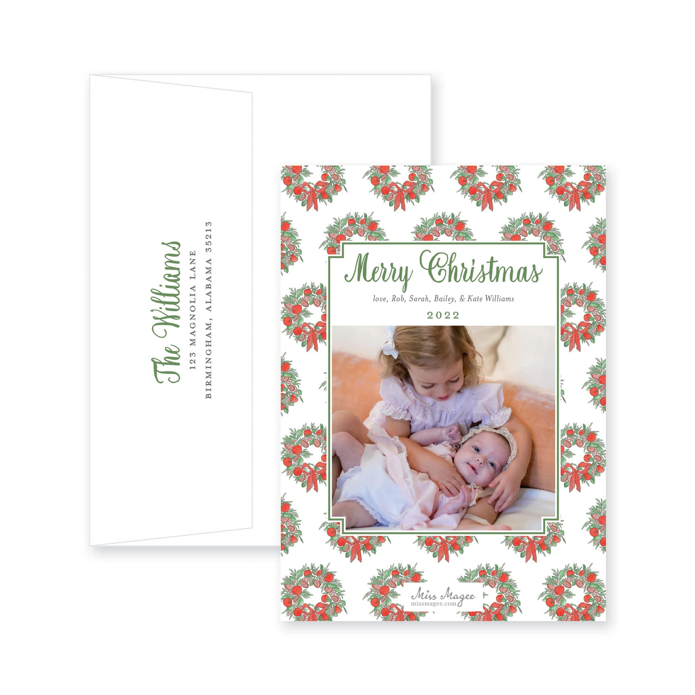 Citrus Border Vertical Christmas Card