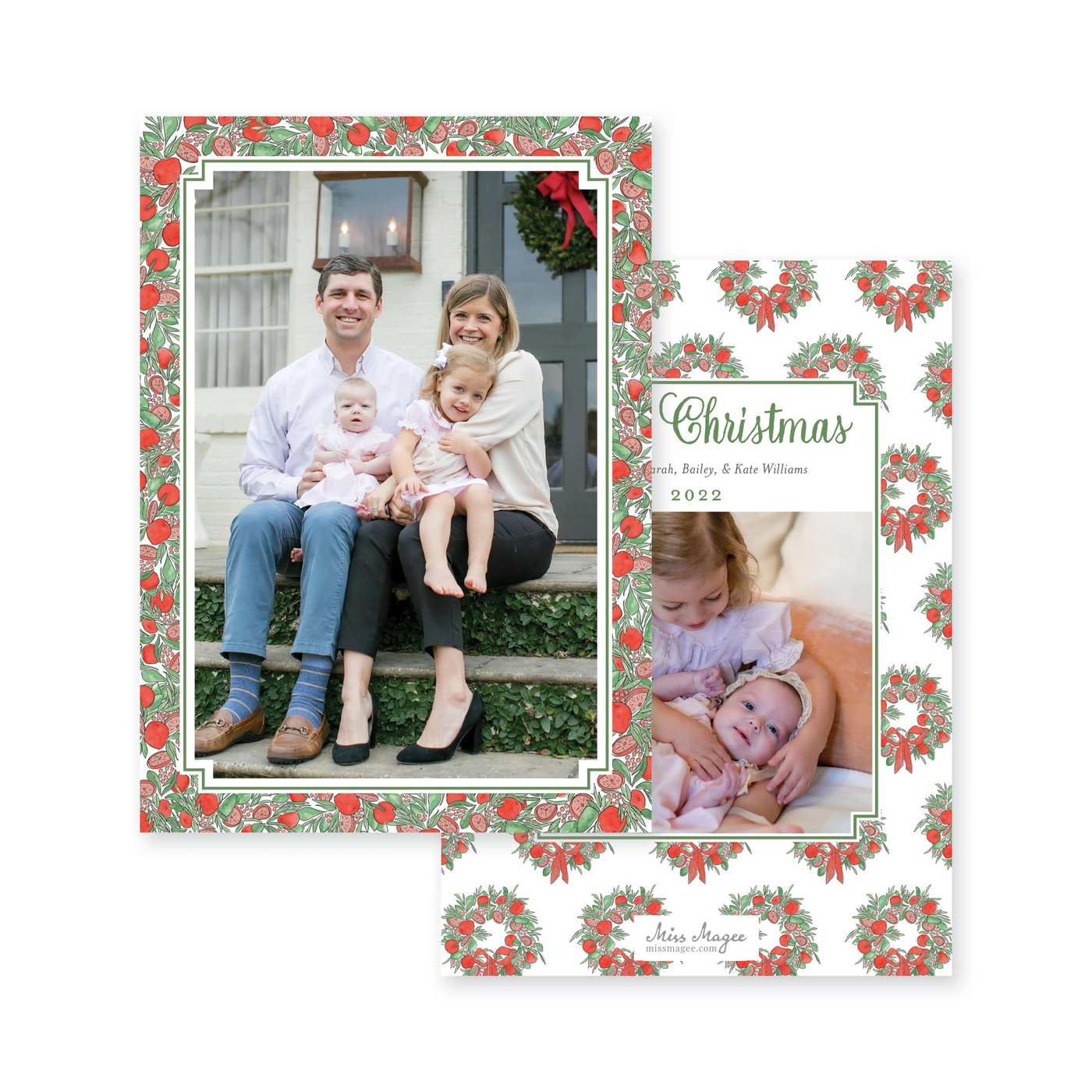 Citrus Border Vertical Christmas Card