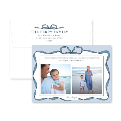 Classic Ribbon Horizontal Christmas Card
