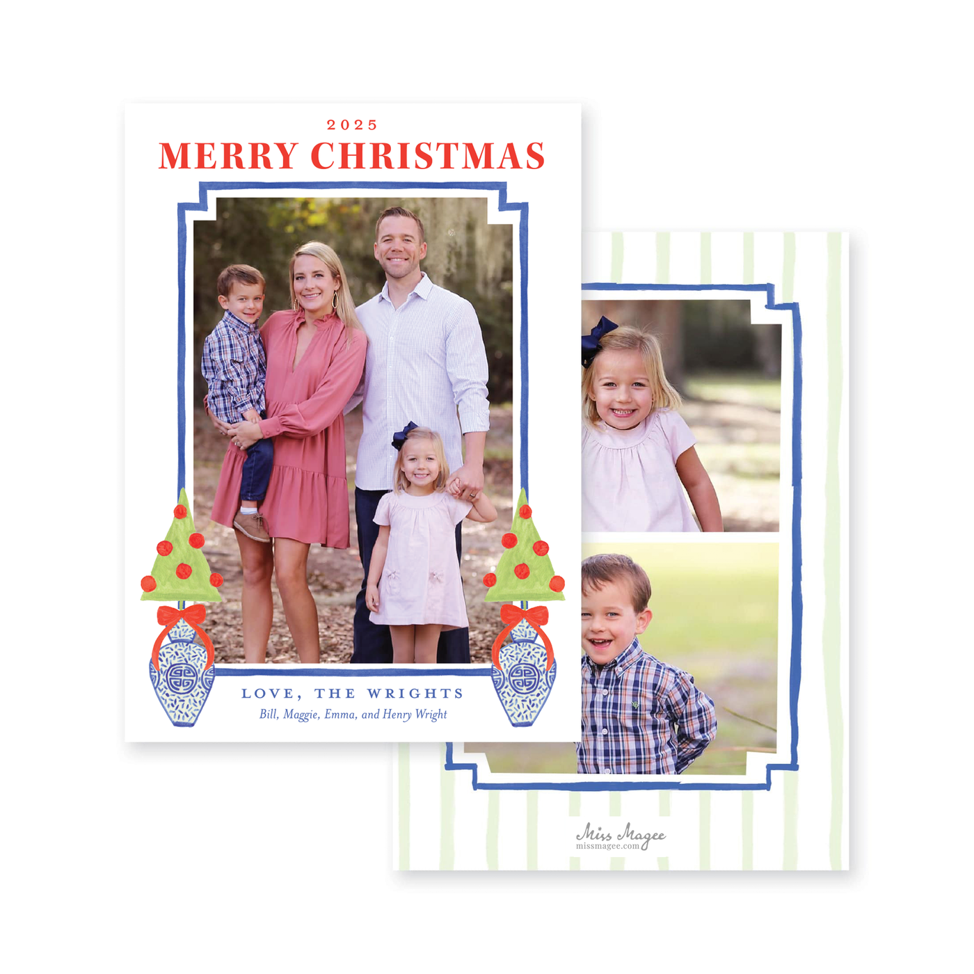 Modern Topiary Vertical Christmas Card