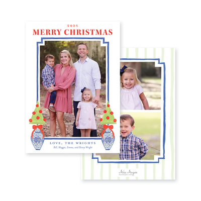 Modern Topiary Vertical Christmas Card