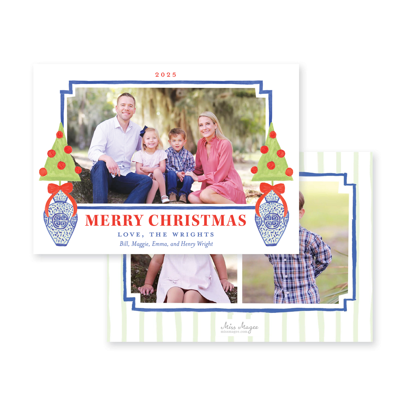 Modern Topiary Horizontal Christmas Card