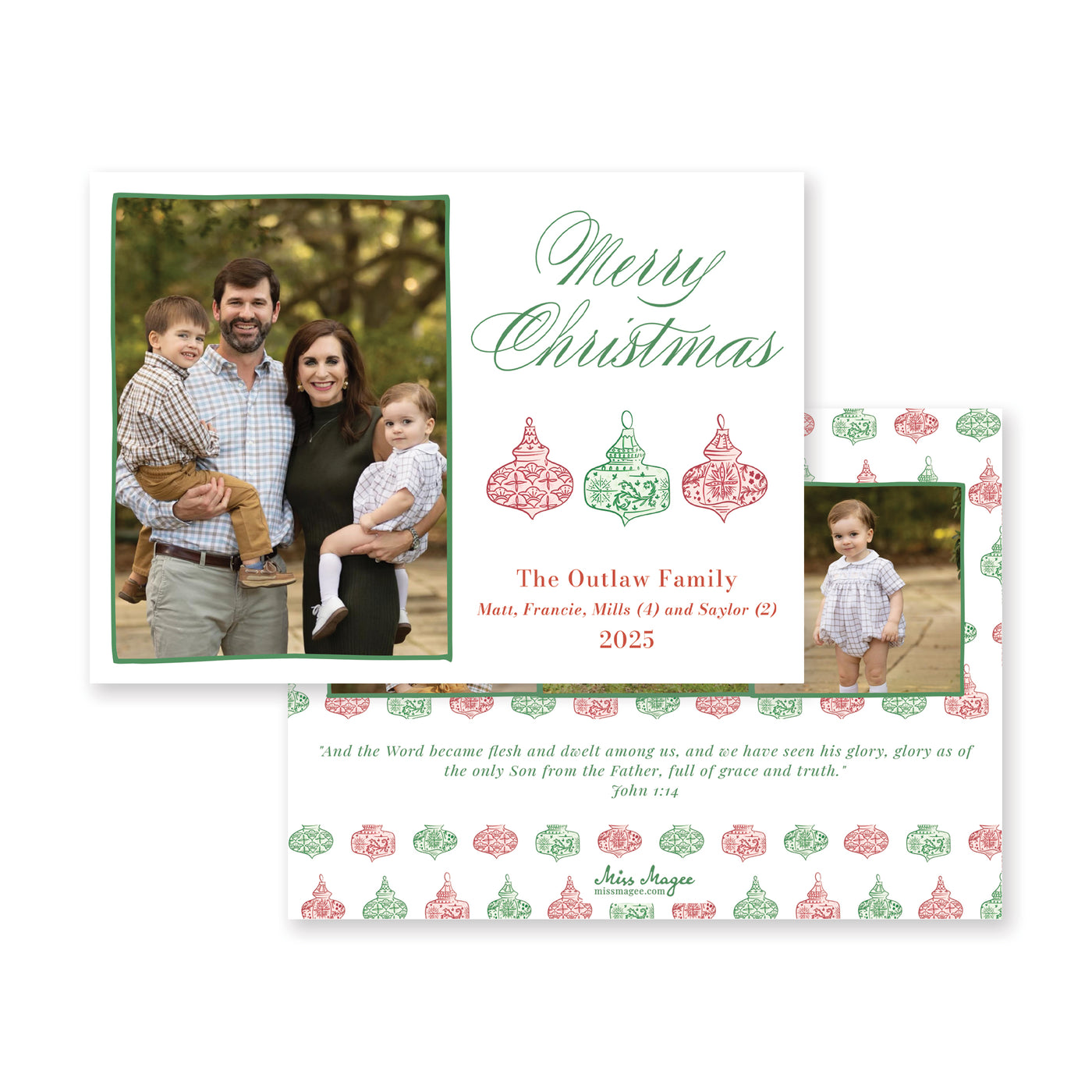 Chinoiserie Ornaments Horizontal Christmas Card