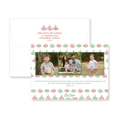 Chinoiserie Ornaments Horizontal Christmas Card