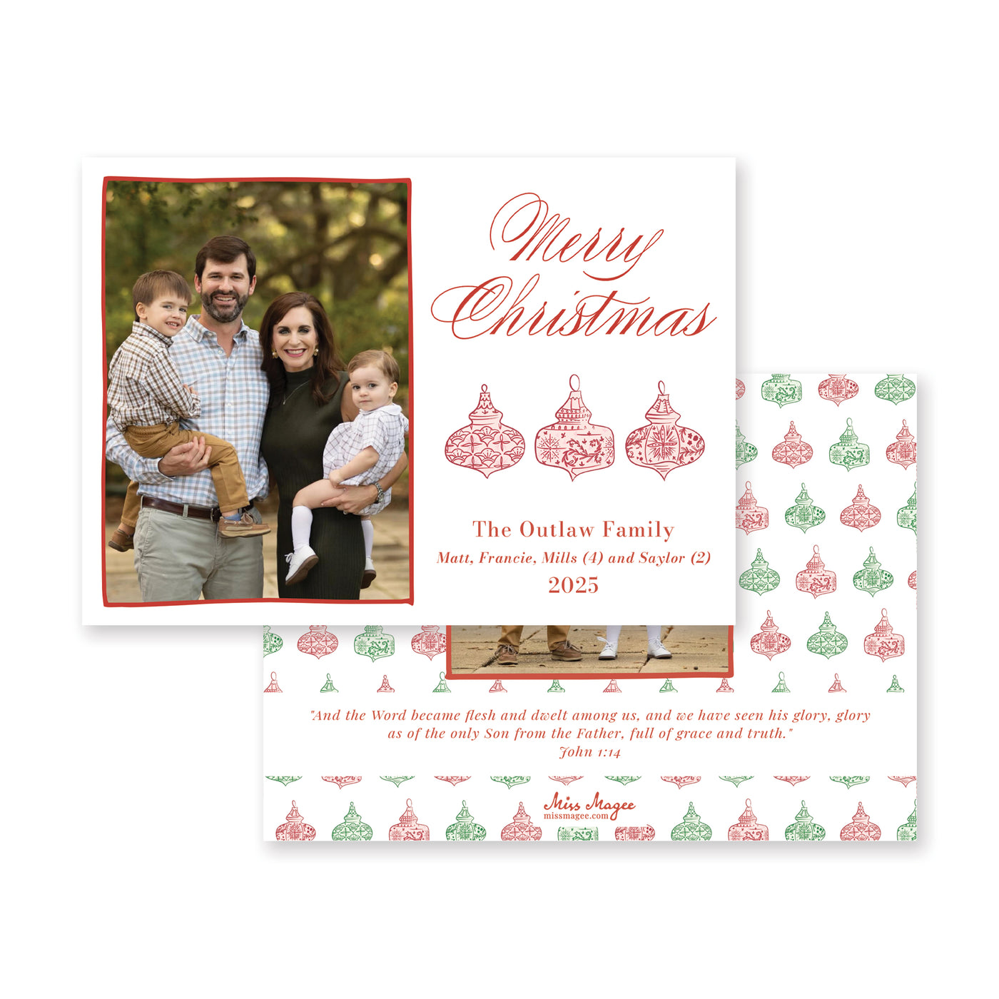 Chinoiserie Ornaments Horizontal Christmas Card