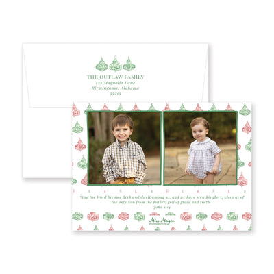 Chinoiserie Ornaments Horizontal Christmas Card