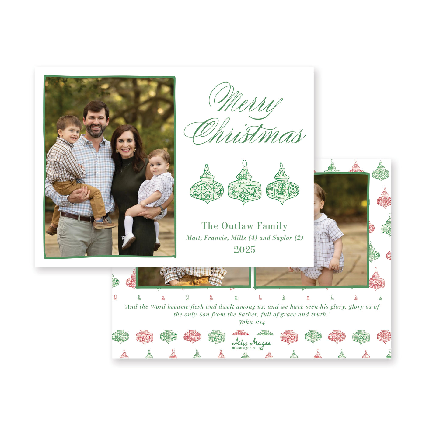 Chinoiserie Ornaments Horizontal Christmas Card