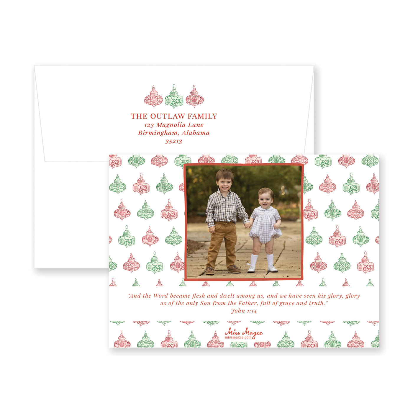 Chinoiserie Ornaments Horizontal Christmas Card