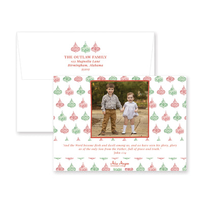 Chinoiserie Ornaments Horizontal Christmas Card