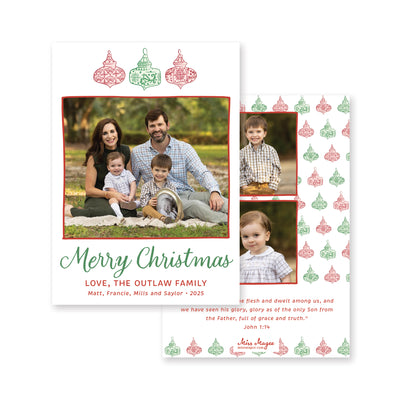 Chinoiserie Ornaments Vertical Christmas Card