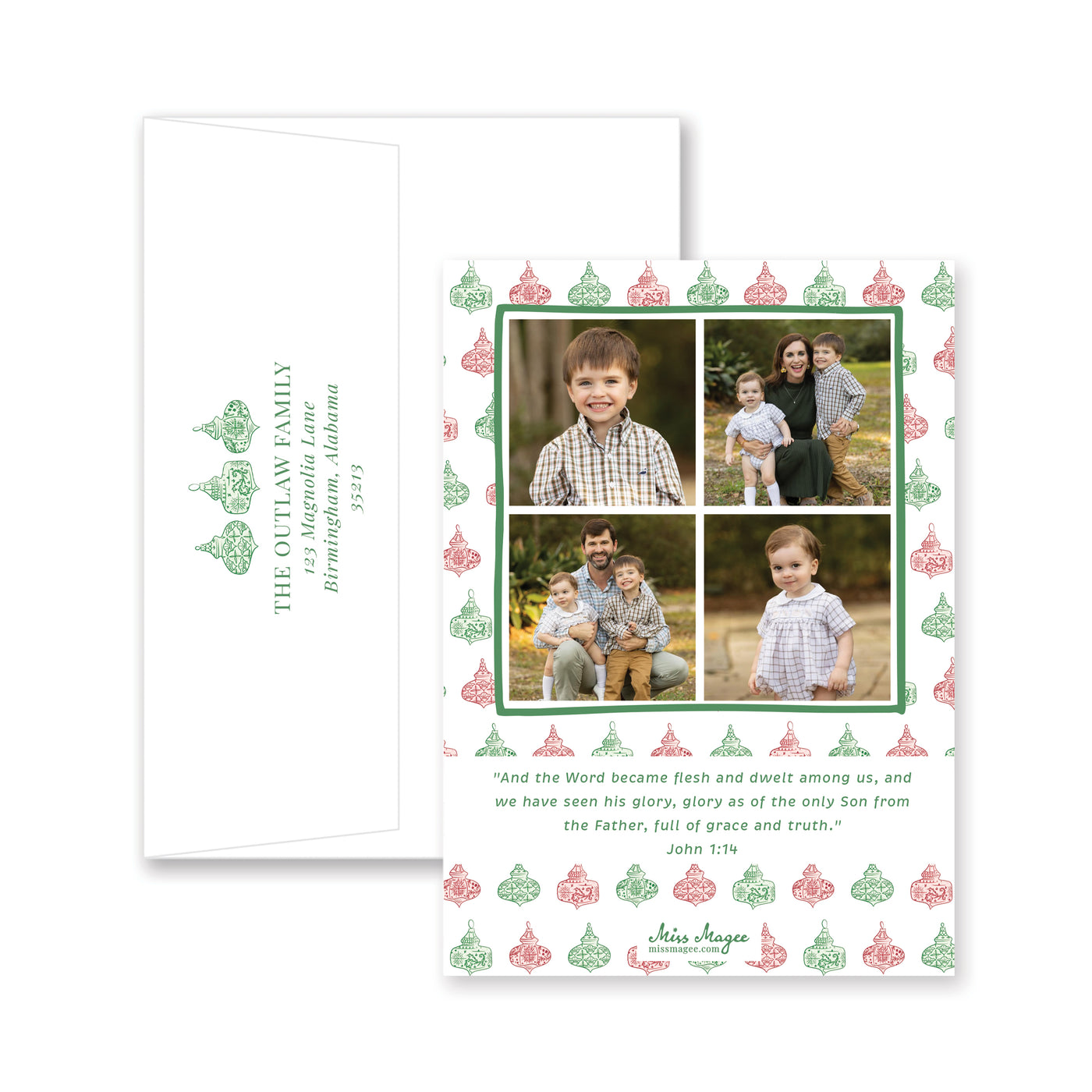 Chinoiserie Ornaments Vertical Christmas Card
