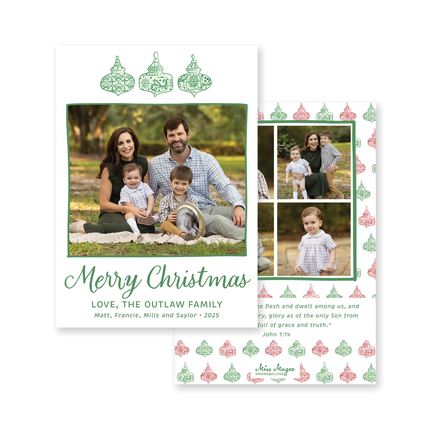 Chinoiserie Ornaments Vertical Christmas Card