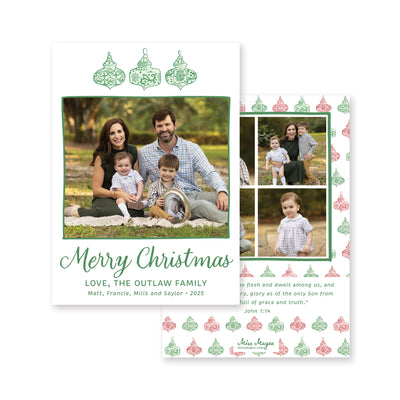 Chinoiserie Ornaments Vertical Christmas Card