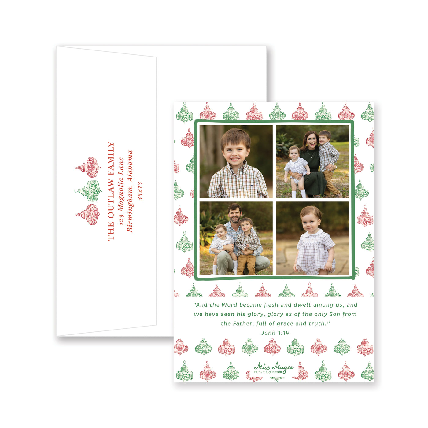 Chinoiserie Ornaments Vertical Christmas Card