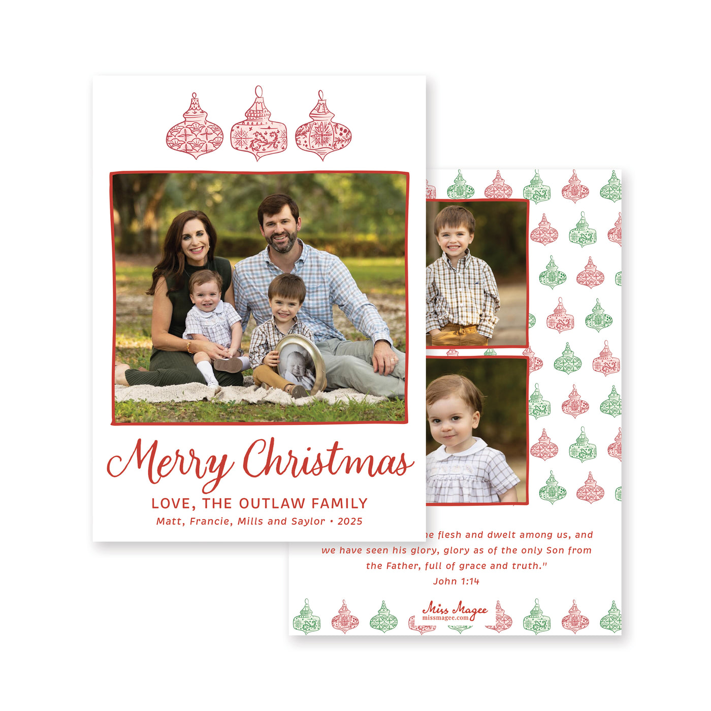 Chinoiserie Ornaments Vertical Christmas Card