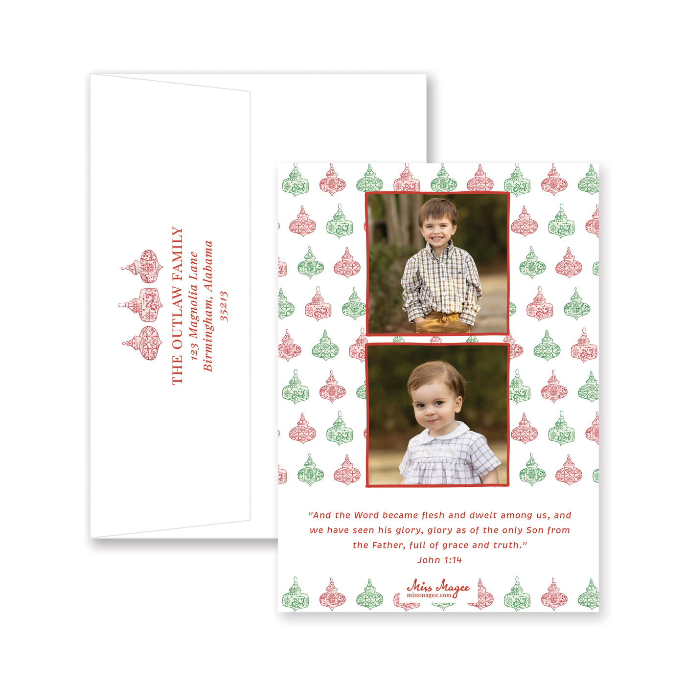 Chinoiserie Ornaments Vertical Christmas Card