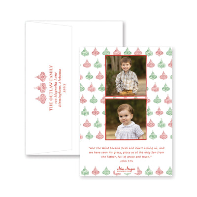 Chinoiserie Ornaments Vertical Christmas Card