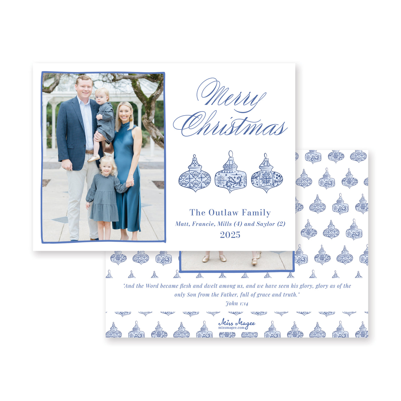 Chinoiserie Ornaments Horizontal Christmas Card