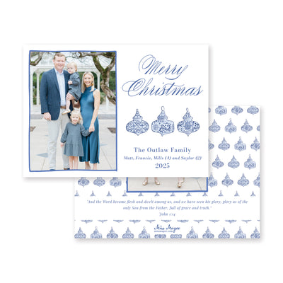 Chinoiserie Ornaments Horizontal Christmas Card