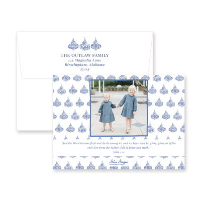 Chinoiserie Ornaments Horizontal Christmas Card
