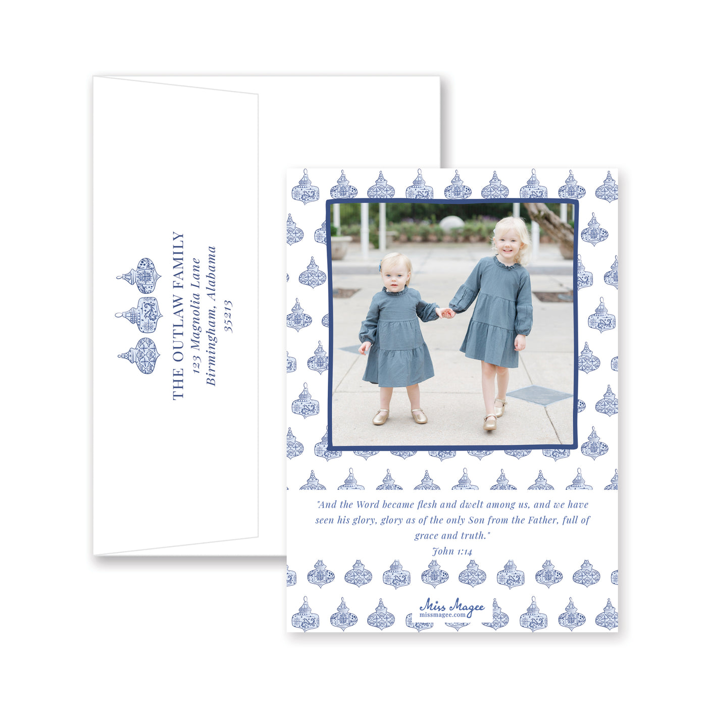 Chinoiserie Ornaments Vertical Christmas Card