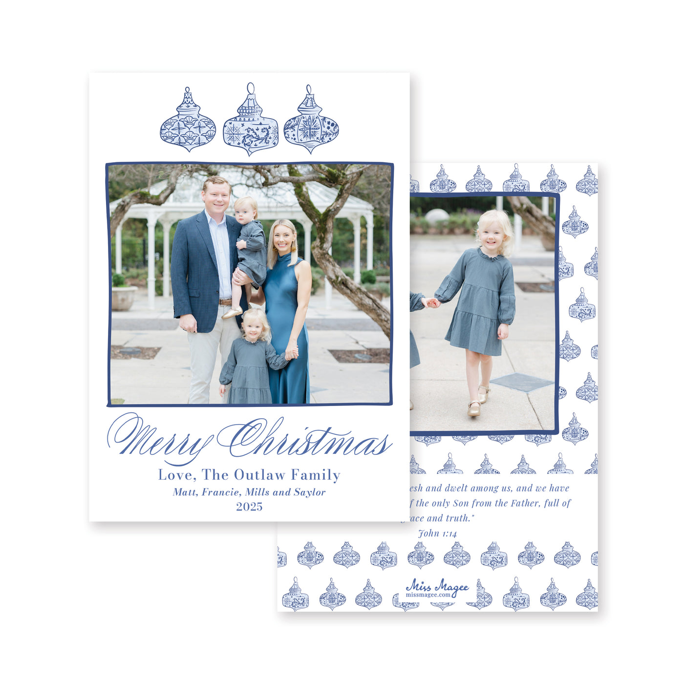 Chinoiserie Ornaments Vertical Christmas Card
