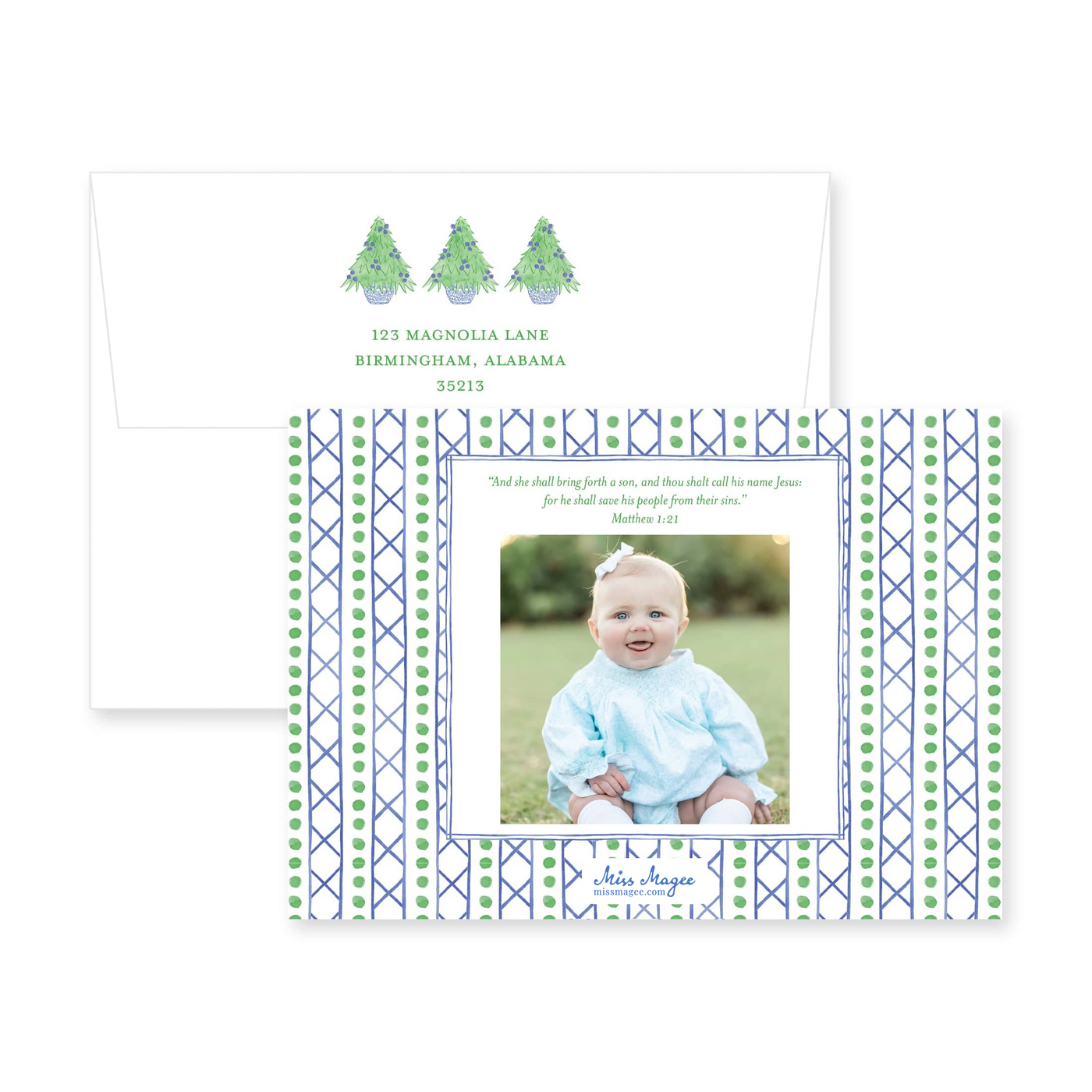 Ginger Jar Christmas Tree Horizontal Christmas Card