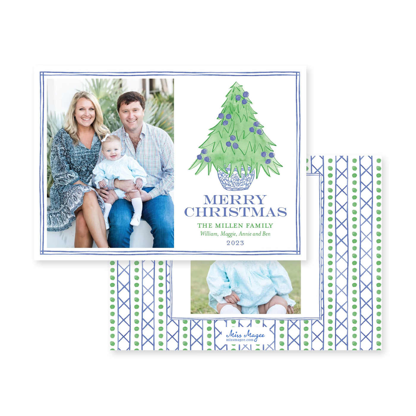 Ginger Jar Christmas Tree Horizontal Christmas Card