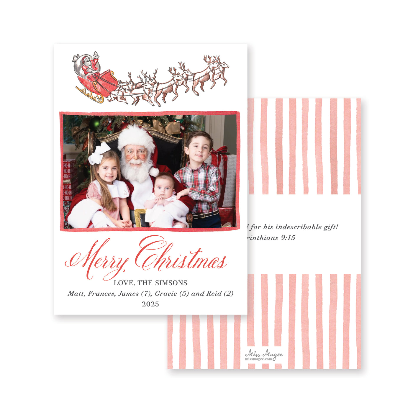 Santa's Sleigh Vertical Christmas Card