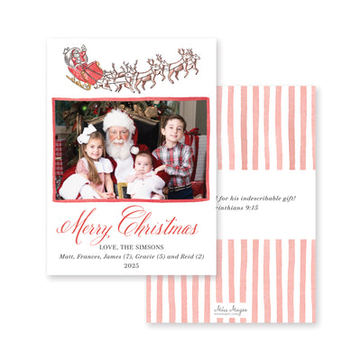 Santa's Sleigh Vertical Christmas Card