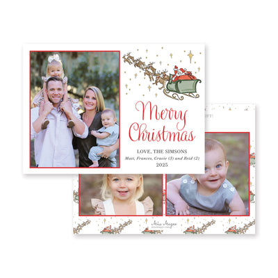 Fun Santa's Sleigh Horizontal Christmas Card