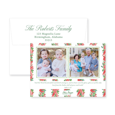 Corner Garland Horizontal Christmas Card