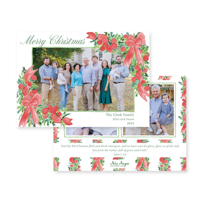 Corner Garland Horizontal Christmas Card