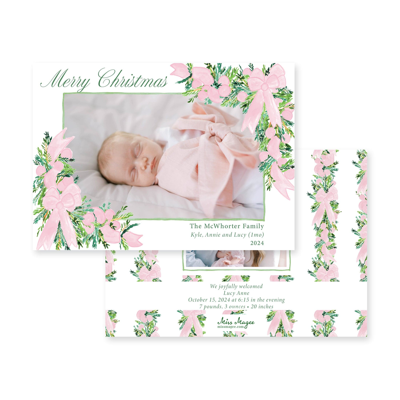 Corner Garland Horizontal Christmas Card