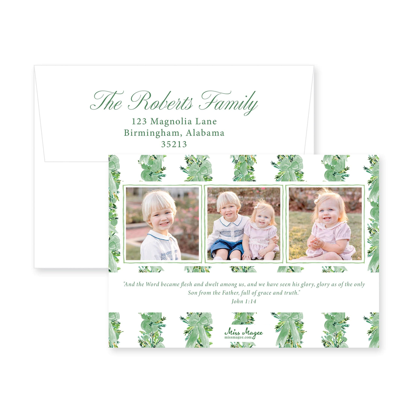 Corner Garland Horizontal Christmas Card