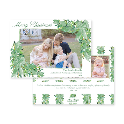 Corner Garland Horizontal Christmas Card