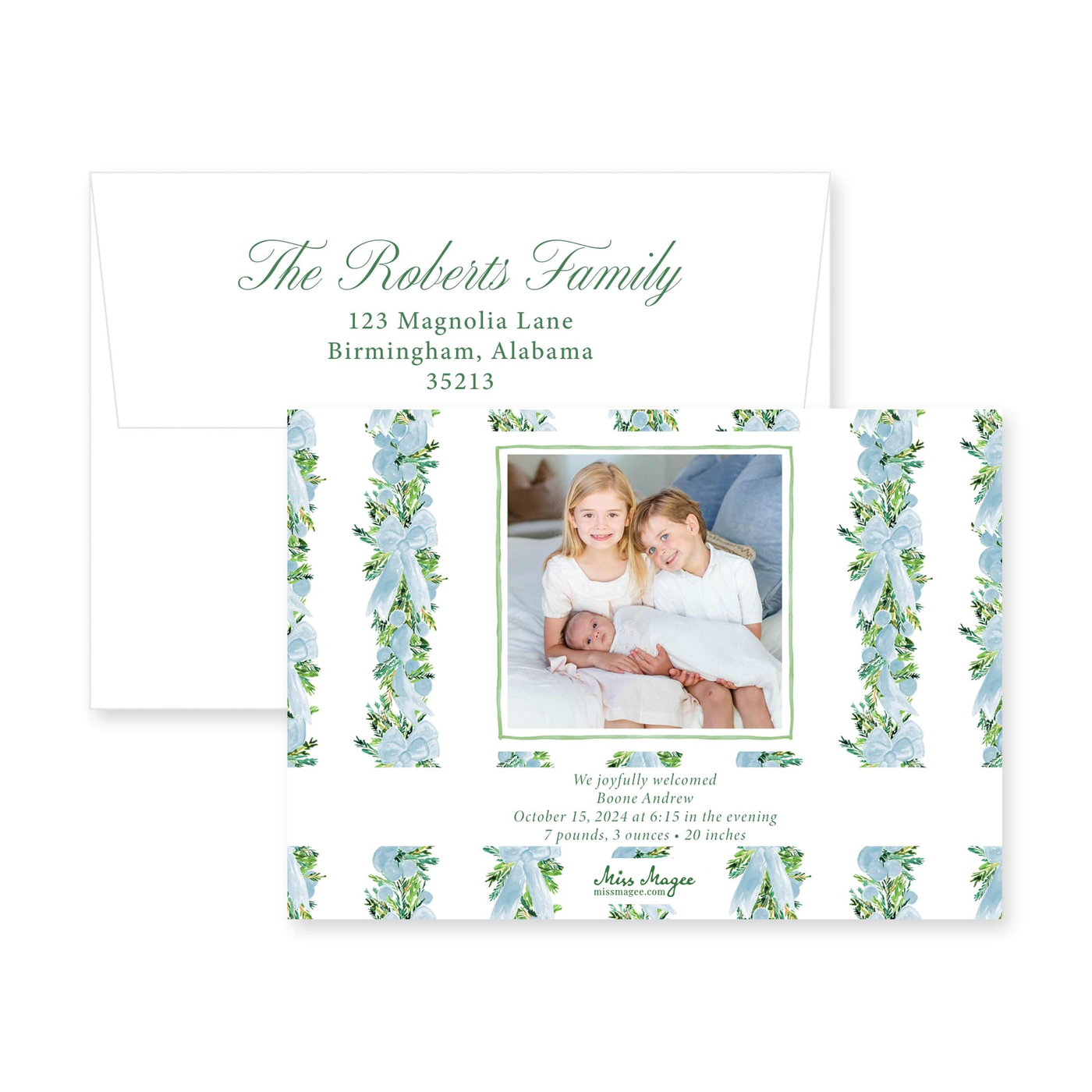 Corner Garland Horizontal Christmas Card