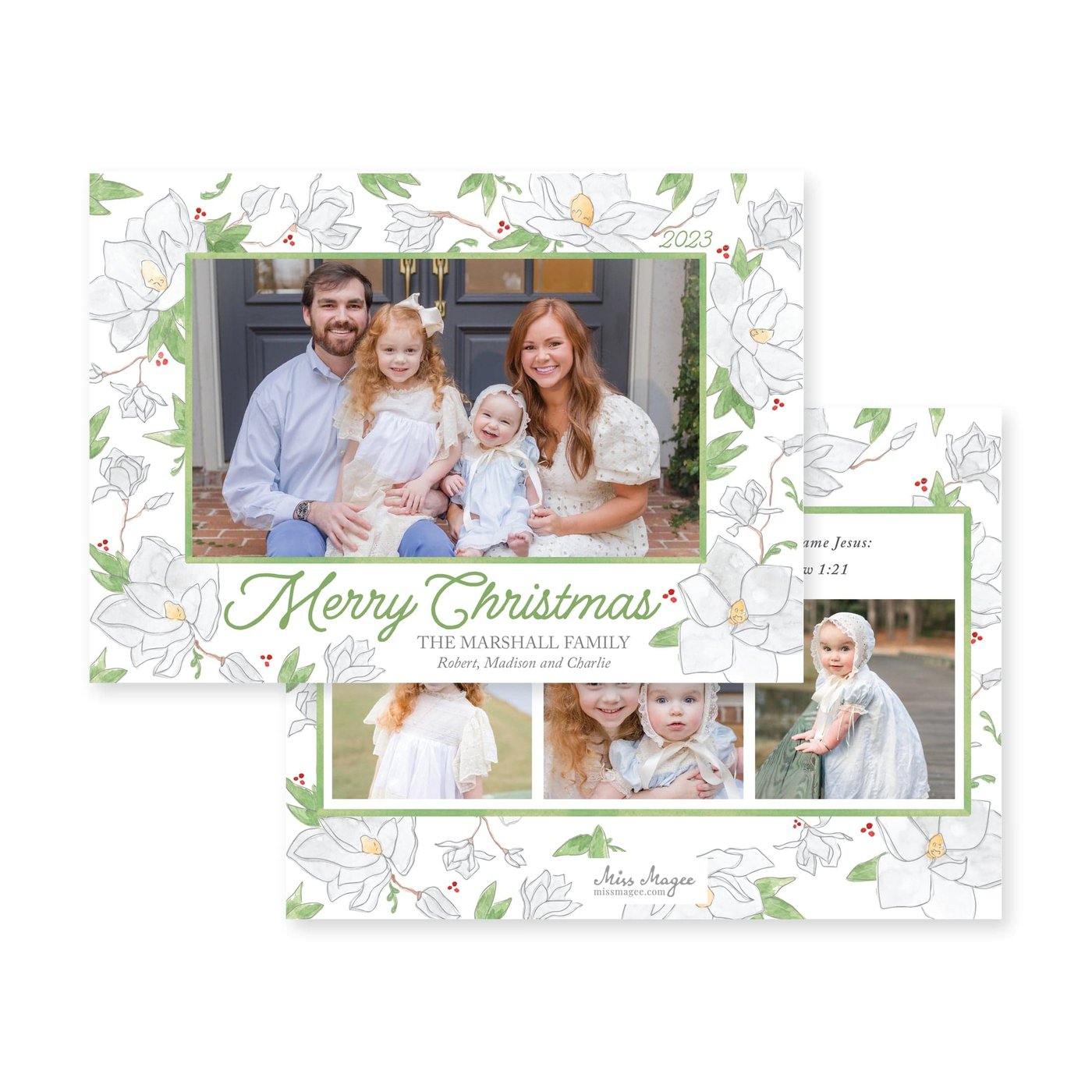 Poinsettia Floral Horizontal Christmas Card