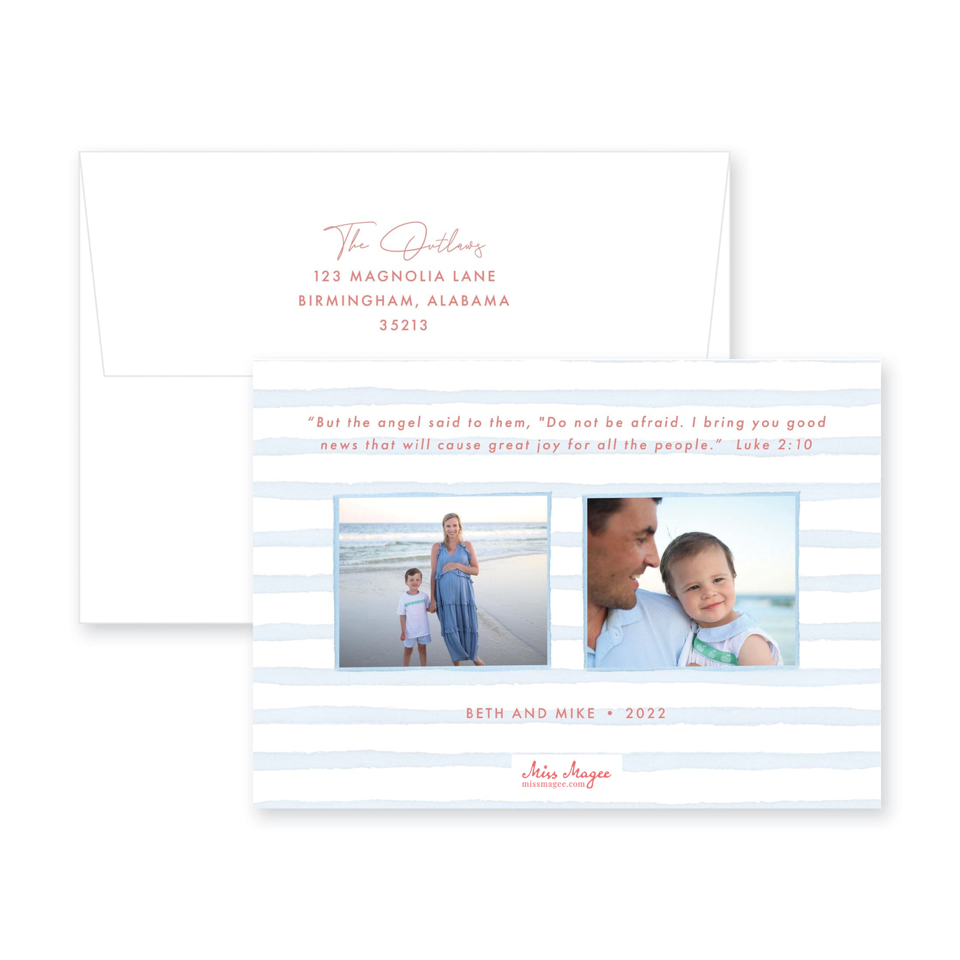 Full Photo Blue Christmas Card