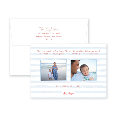 Full Photo Blue Christmas Card