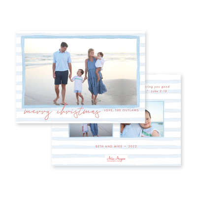 Full Photo Blue Christmas Card