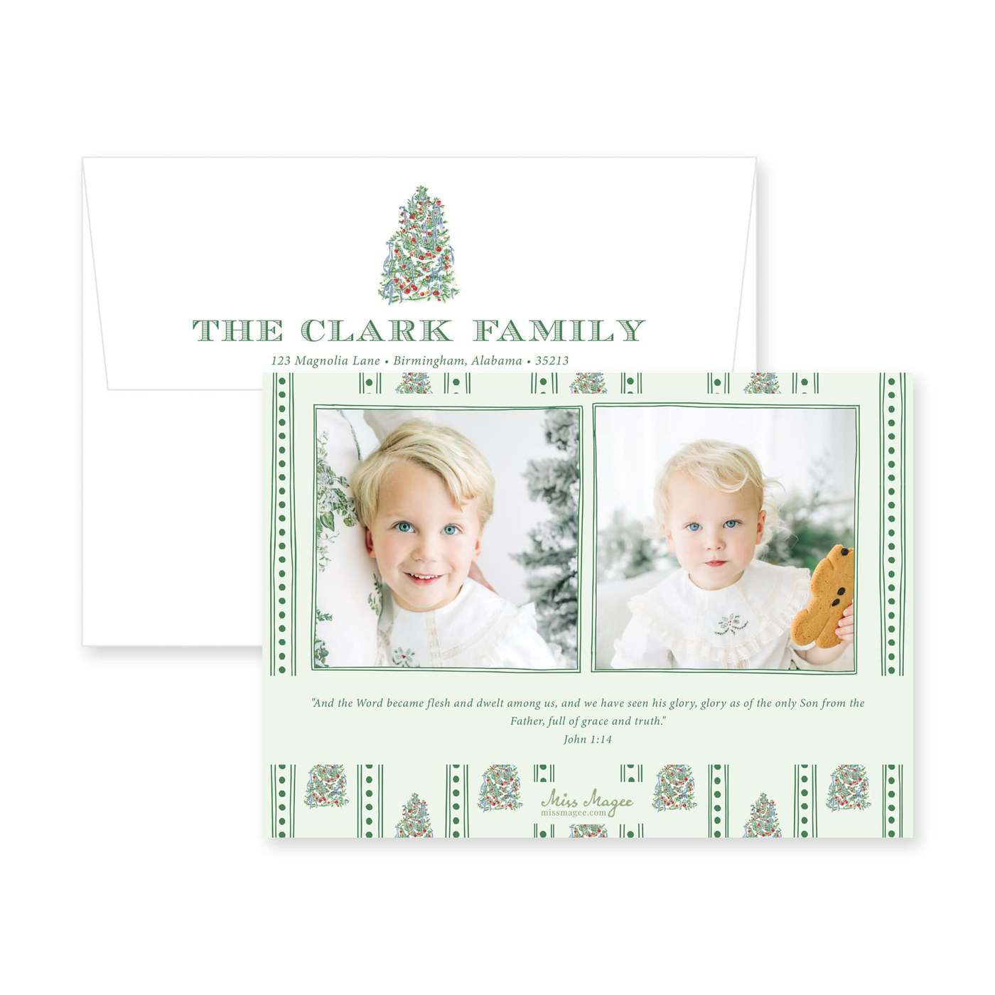Adorned Tree Horizontal Christmas Card