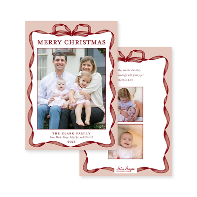 Classic Ribbon Vertical Christmas Card