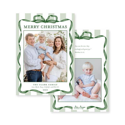 Classic Ribbon Stripes Vertical Christmas Card