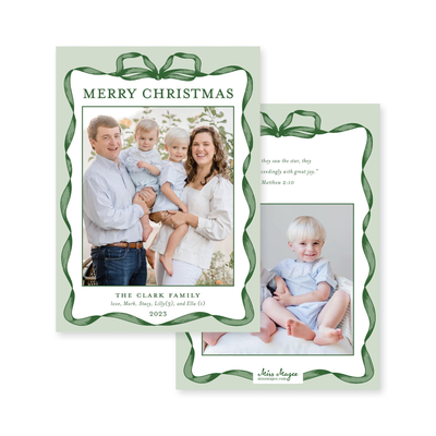 Classic Ribbon Vertical Christmas Card